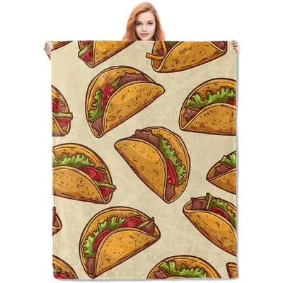 Tacos Pattern Repeat Design Blanket: Colorful Hard Shell Taco Art