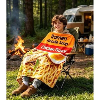 Ramen Noodle Soup Fried Blanket: A Nostalgic Instant Noodle Design