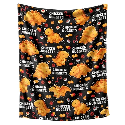 Chicken Nugget Dinosaur Food Blanket: Cute Dino Nuggets Print