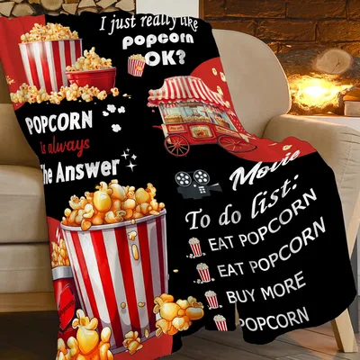 Popcorn Movie Snack Lover Blanket for Kernels and Films