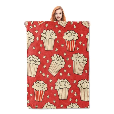 Retro Movie Popcorn Pattern Blanket for Cinema Lovers