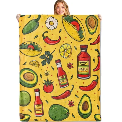 Tacos Avocado Hot Sauce Blanket: A Spicy Mexican Food Themed Throw