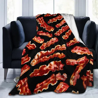 Crispy Bacon Strips Blanket: A Sizzling Foodie Design for Your Couch