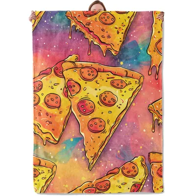 Cosmic Cheese Pizza Slices Blanket: Galaxy Pepperoni Throw