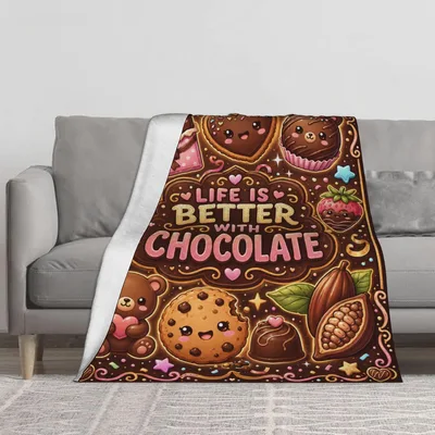 Life Is Better with Chocolate Blanket: Kawaii Sweet Treats Design