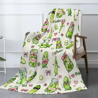 Pickles and Pickle Jars Blanket: Cute Cucumber Character Design