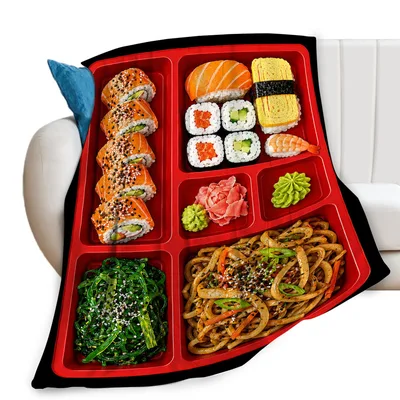 Sushi Platter Bento Tray Blanket: Cozy Japanese Food Design