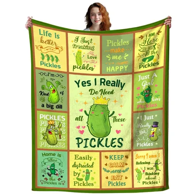 Pickle Lover Quotes Collage Blanket for Dill Enthusiasts