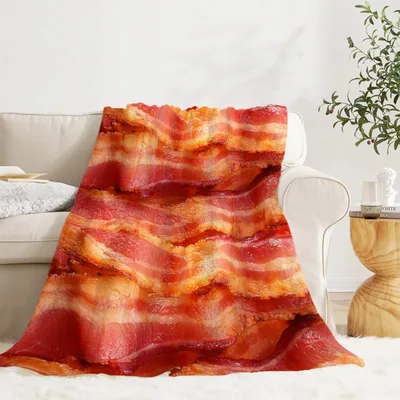 Bacon Strips Food Print Blanket for Crispy Breakfast Lovers