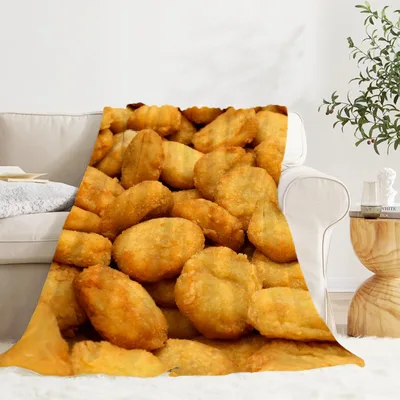 Chicken Nuggets Food Print Blanket for Crispy Comfort Lovers