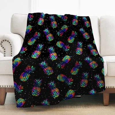 Rainbow Pineapple Galaxy Pattern Blanket for Tropical Space Lovers