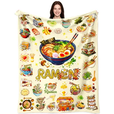 Ramen Bowls Pattern Design Blanket: A Noodle Lover's Cozy Escape