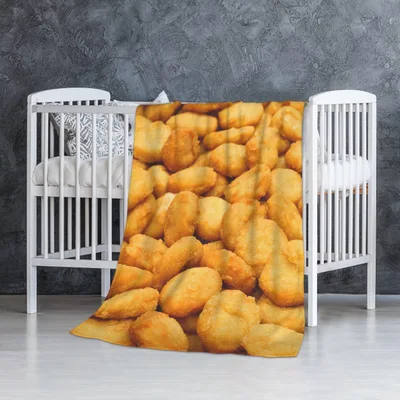Chicken Nugget Pattern Blanket: Golden Fried Food Throw