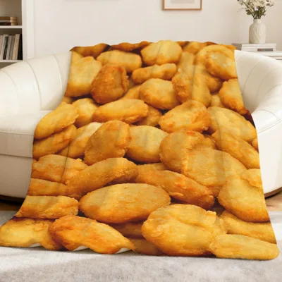 Golden Chicken Nuggets Pattern Blanket for Foodie Lovers