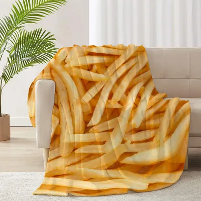 French Fries Food Pattern Blanket for Potato Lovers