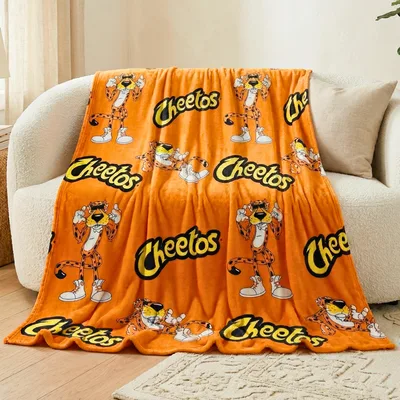 Cartoon Cheetah Snack Pattern Blanket: Chester Cheetah Throw Design