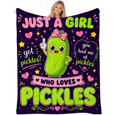 Just a Girl Blanket for Pickle Lovers