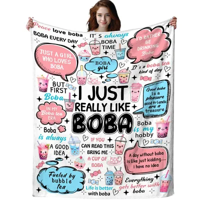 I Just Really Like Boba Blanket for Tea Lovers
