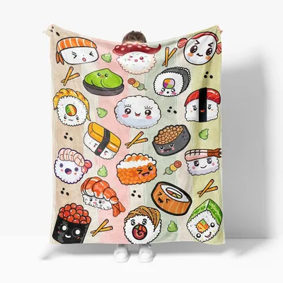 Kawaii Sushi Pattern Blanket No. 5