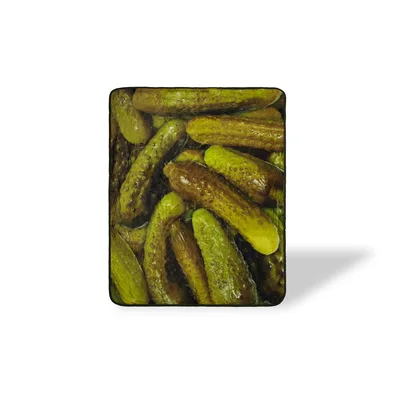 Green Pickles Food Print Blanket for Pickle Lovers