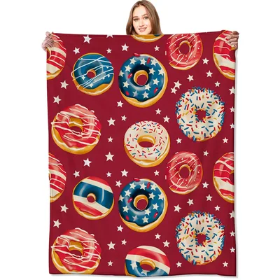 Patriotic Donuts Pattern Blanket: Red, White, and Blue Sweet Design