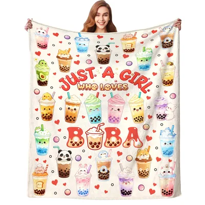 Just a Girl Blanket: Kawaii Boba Tea Design for Sweet Treat Lovers