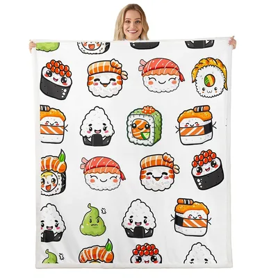 Kawaii Sushi Pattern Blanket: Cute Kawaii Sushi Design for Foodies