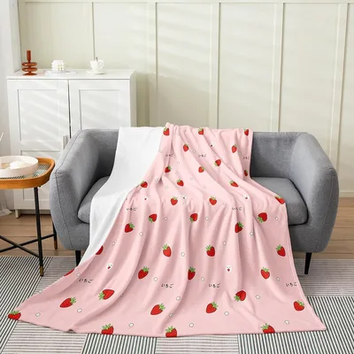 Strawberries Pattern Pink Blanket No. 2: Cute Ichigo Design