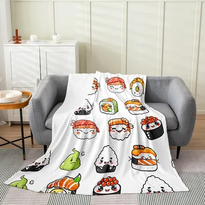 Cute Sushi Pattern Blanket: Kawaii Foodie Design for Kids and Fans