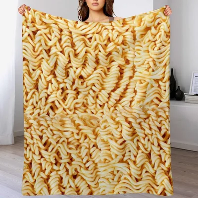 Ramen Noodles Pattern Blanket for Foodies Who Love Wavy Noodle Art