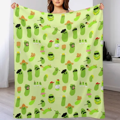 Cute Pickles Pattern Blanket: Whimsical Character Design for Foodies
