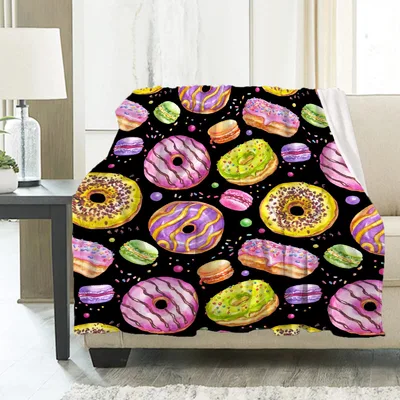 Watercolor Donuts Pattern Blanket: Sweet Pastry Print for Foodies