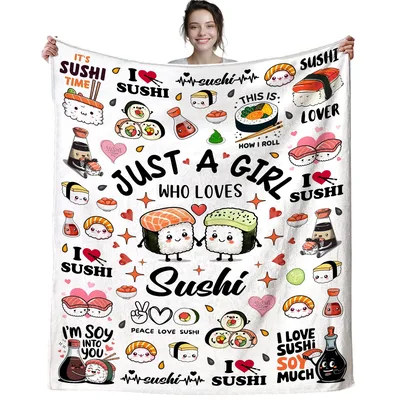 Just a Girl Blanket: Cute Sushi Lover Design with Kawaii Art