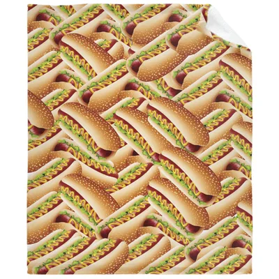 Hot Dog Food Pattern Blanket: A Full-Print Sausage Design