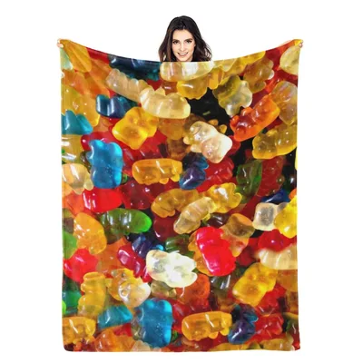 Gummy Bear Food Photo Blanket: Colorful Gummy Bears Print