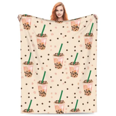 Bubble Tea Boba Pattern Blanket featuring cute cups