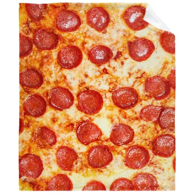 Pepperoni Pizza Food Photo Blanket: A Close-Up of Cheesy Slices