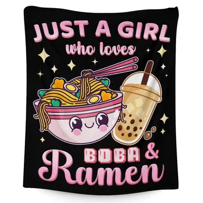 Ramen and Boba Tea Blanket: Kawaii Foodie Design for Fans