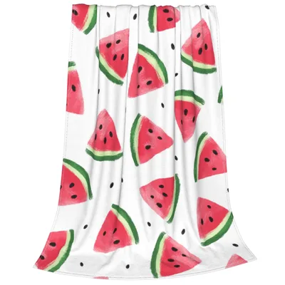 Watermelon Slices Pattern Blanket featuring hand-painted red wedges