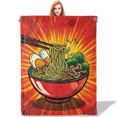 Ramen Noodle Bowl Explosion Blanket for Foodie Lovers