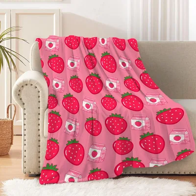 Strawberries and Milk Blanket: A Sweet Pattern of Berries and Cartons