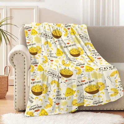 Mac and Cheese Pasta Blanket: Cute Cheesy Macaroni Throw for Foodies