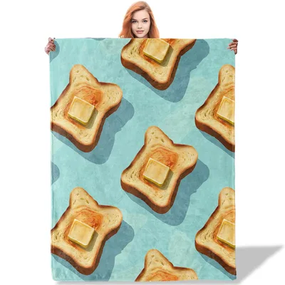 Buttered Toast Breakfast Pattern Blanket: Golden Slices with Butter