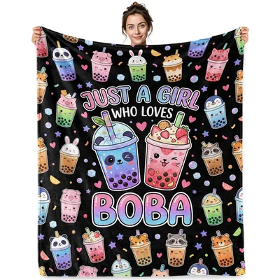 Just a Girl Blanket: Cute Boba Tea Design for Drink Lovers