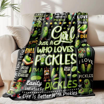 Just a Girl Blanket: Pickle Lovers Design for Couch and Bed