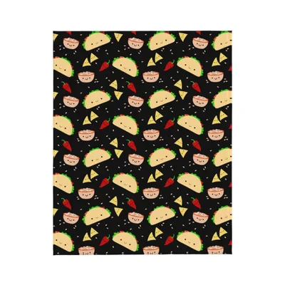 Taco Pattern on Black Blanket: Cute Kawaii Foodie Design