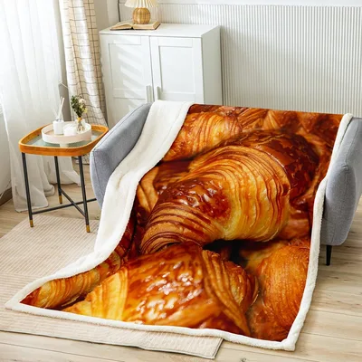Fresh Baked Croissants Blanket: Golden Pastry Throw for Foodies