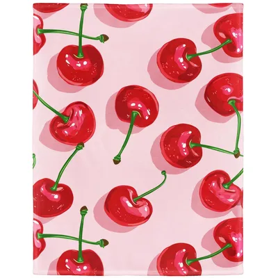 Red Cherries on Pink Blanket: Sweet Fruit Pattern for Foodies
