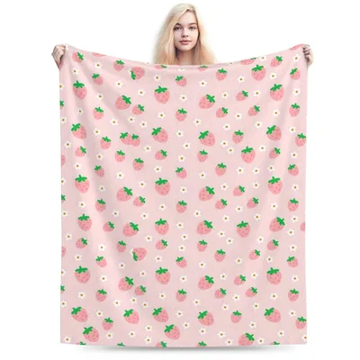 Strawberry Pattern Pink Blanket No. 2: Cute Fruit Design