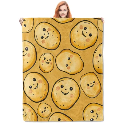 Smiling Potatoes Pattern Blanket featuring cute cartoon tubers